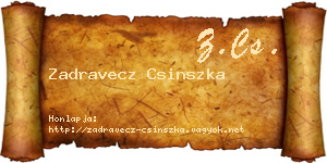 Zadravecz Csinszka névjegykártya